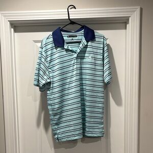 Pebble Beach Light Seafoam Polo with Navy Stripe Collar